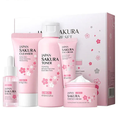 Sakura Kit Skin Care Sets Moisturizing and Reducing Fine Lines Cleansing Pore Product 5-Piece Korean Skincare Set