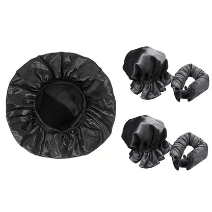 No Heat Hair Curler and Satin Sleeping Cap Set Heatless Hair Curling Headband Hair Claw Clip Hair Rings Soft Sleeping Hat Salon