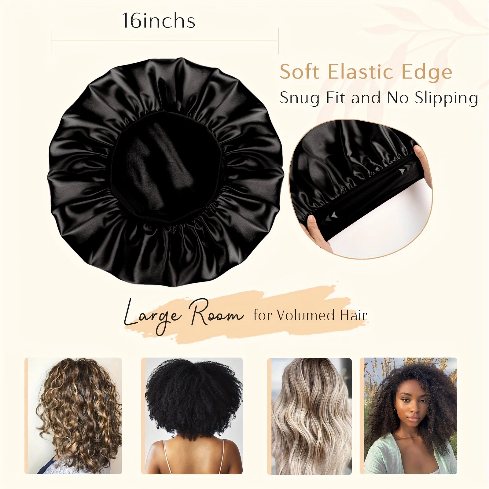 No Heat Hair Curler and Satin Sleeping Cap Set Heatless Hair Curling Headband Hair Claw Clip Hair Rings Soft Sleeping Hat Salon