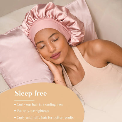 No Heat Hair Curler and Satin Sleeping Cap Set Heatless Hair Curling Headband Hair Claw Clip Hair Rings Soft Sleeping Hat Salon